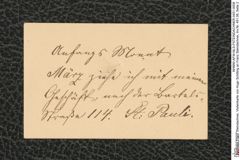 Nachlass Franz Steindachner, Visitenkarte von Hugo Schilling an Franz Steindachner, Inv.Nr. 451.08, Seite 2